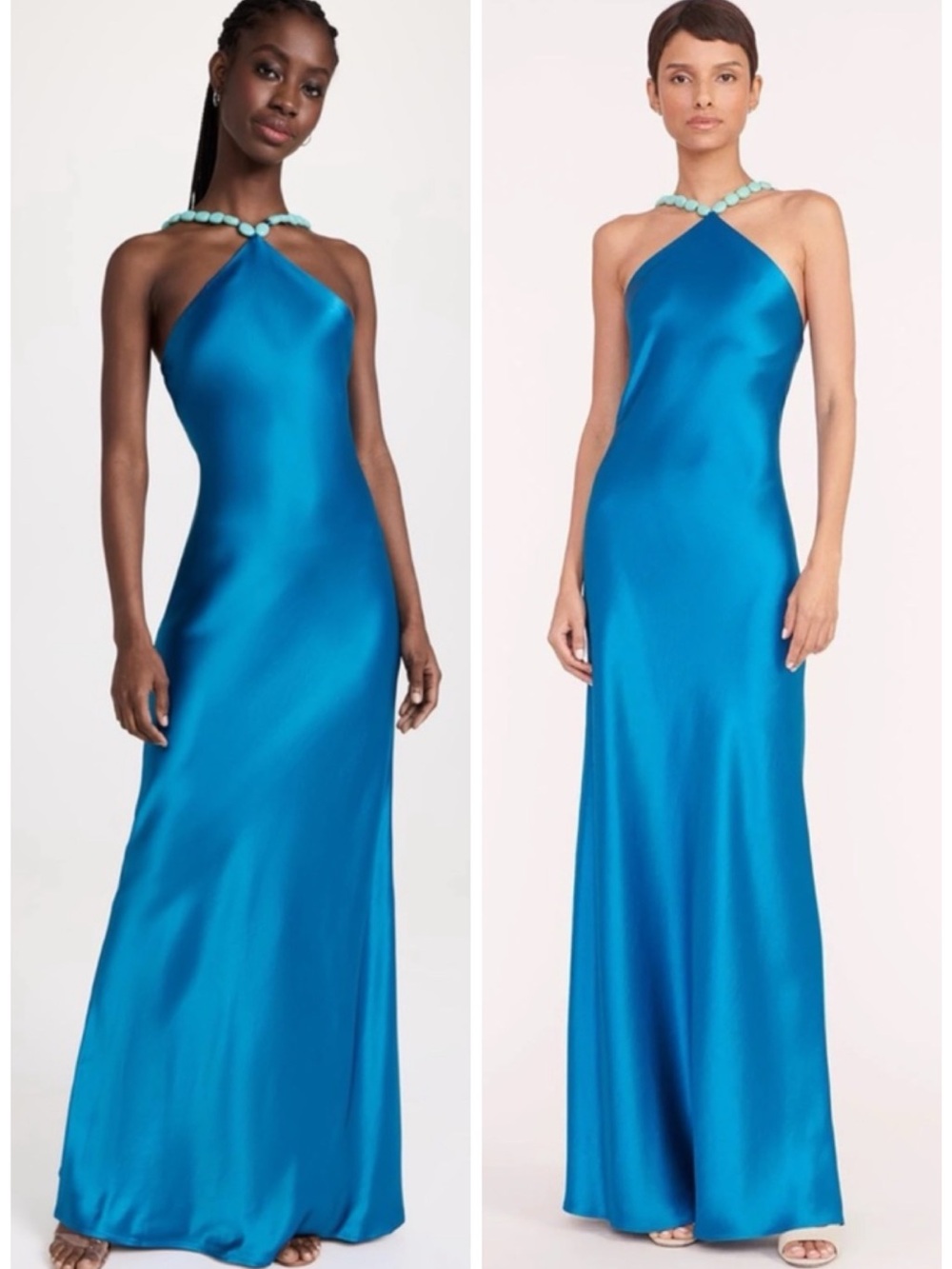 STAUD Cadence Embellished
Satin Maxi Dress in Island Blue SZ US 8